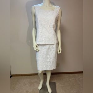 Connected Apparal 2Pc Top & Skirt White Lace Size 12 New
